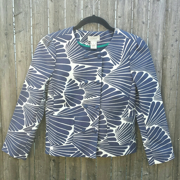 J Crew Navy White Fanfare Cropped Blazer 2 - Picture 3 of 14